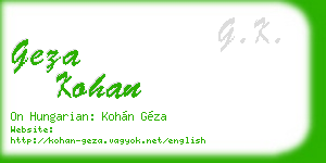 geza kohan business card